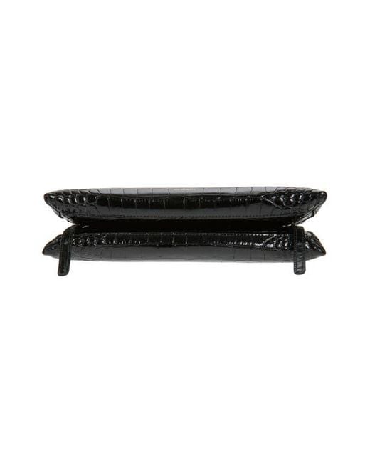 REE PROJECTS Black Elieze Croc Embossed Patent Leather Clutch