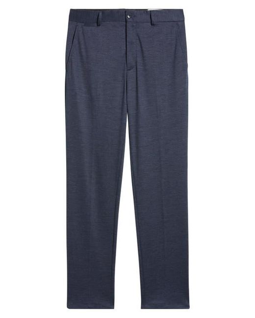 Bugatchi Blue Flat Front Knit Wool Blend Chinos for men