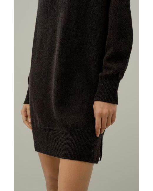 LILYSILK Black Wool-Cashmere Turtleneck Sweater Dress