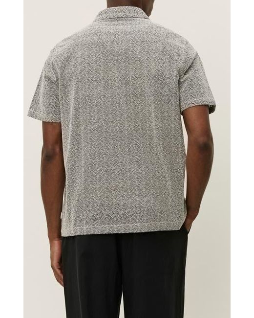 Les Deux Gray Hector Paisley Short Sleeve Cotton Button-Up Shirt for men