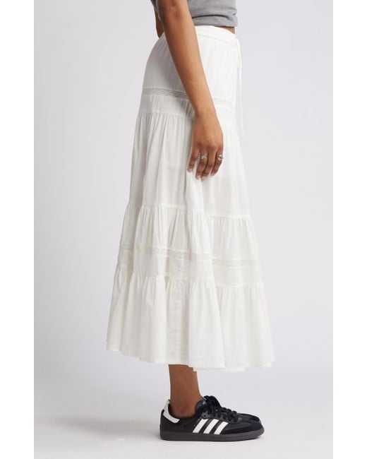 BP. White Tiered Cotton Maxi Skirt