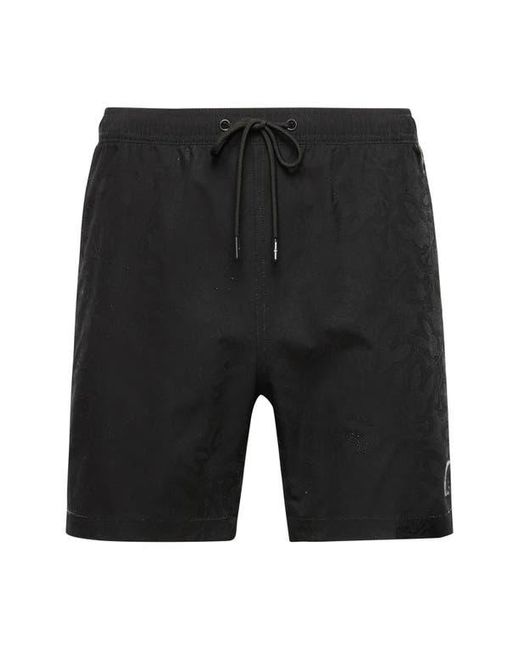 Psycho Bunny Black Palm View Hydrochromic Swim Trunks for men