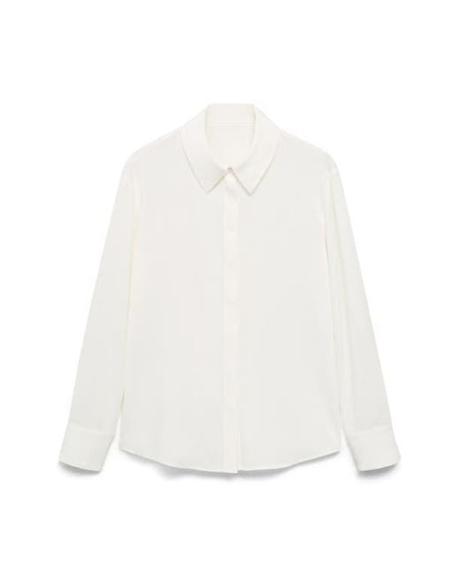 Mango White Print Button-Up Shirt