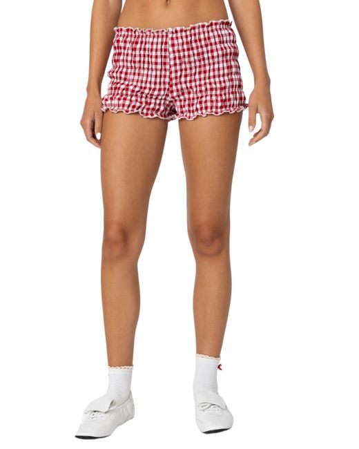 Edikted Gingham Shirred Microshorts