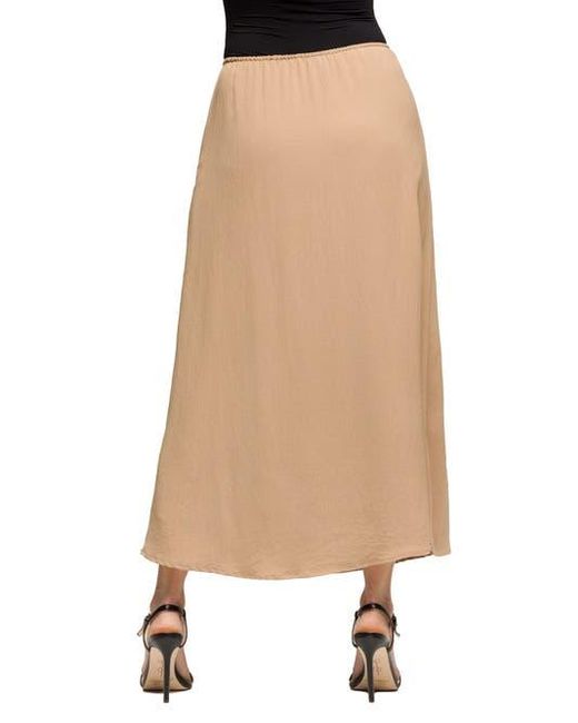 24seven Comfort Apparel Natural Maternity Elastic Waist A-Line Maxi Skirt