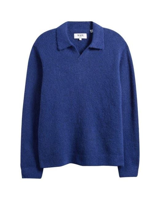 Wax London Blue Carter Polo Sweater for men