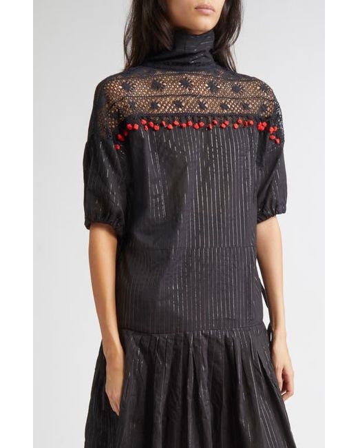 KÚR Black Lace Inset Drop Waist Shift Dress