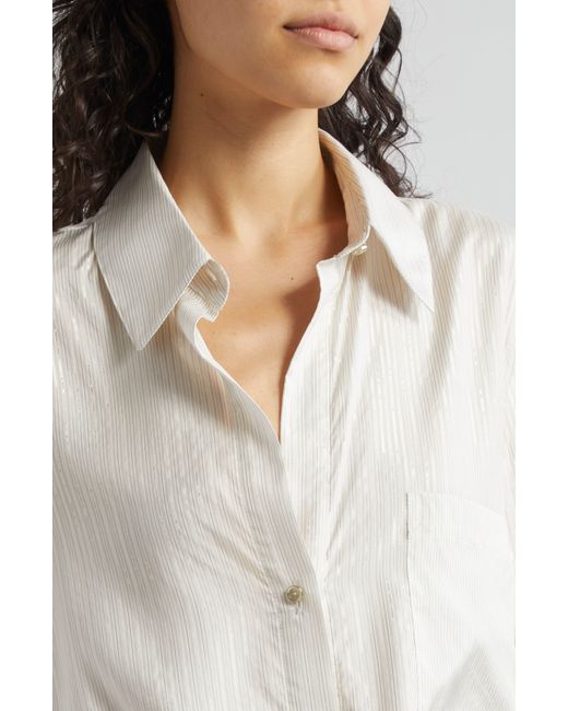 Twp Gray New Morning After Stripe Silk Blend Button-up Shirt