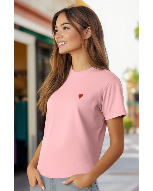 Alix Pink Pixel Heart Jersey Relaxed Tee