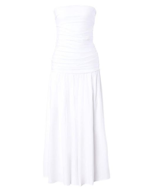 PIETRO BRUNELLI MATERNITY White Strapless Drop Waist Maternity Dress