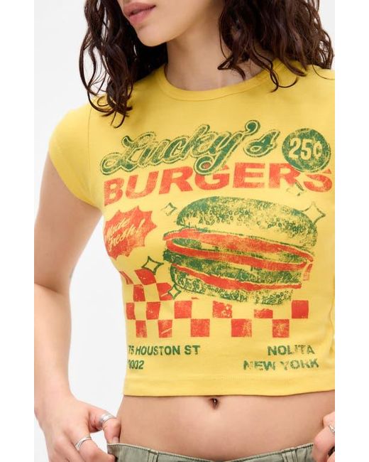BDG Yellow Burgers Graphic Baby Tee