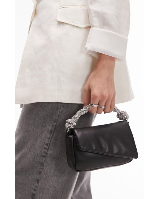 Gwen Puffy Faux Leather Top Handle Grab Bag in Black Lyst