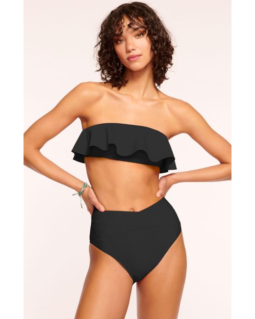Ramy Brook Black Cecile Ruffle Strapless Bikini Top