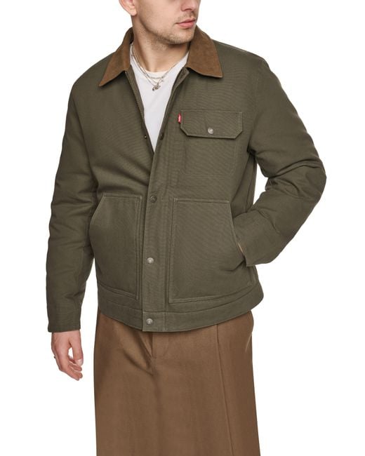 Levi's Green Cotton Canvas Zip Jacket for men