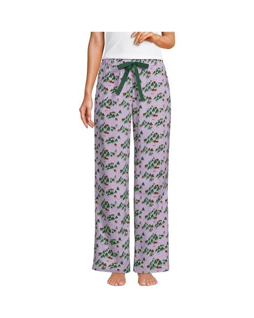 Lands' End Women's Gray Print Flannel Pajama Pants