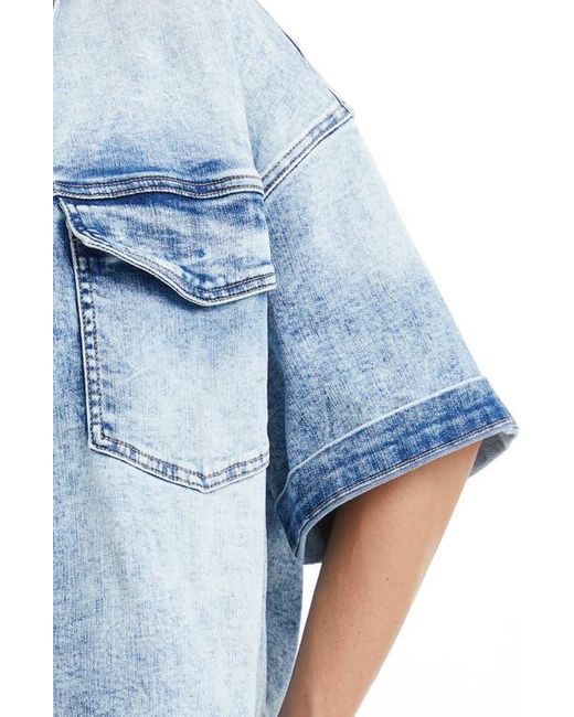 Bayeas Blue Short Sleeve Oversize Denim Jacket