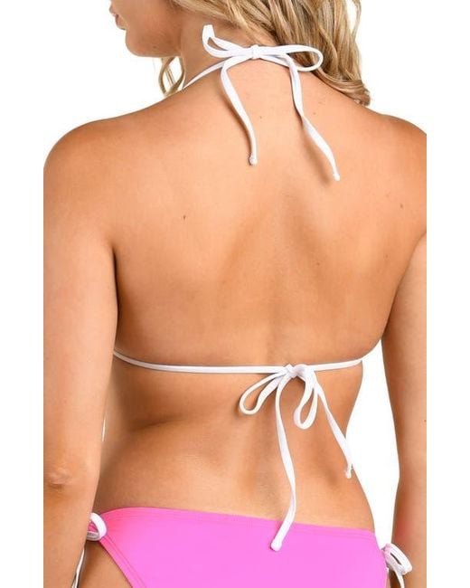 Citrus Pink Solid Triangle Bikini Top