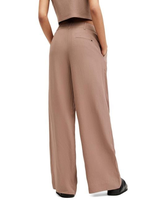 AllSaints Brown Deri Lyn Pleated Trousers