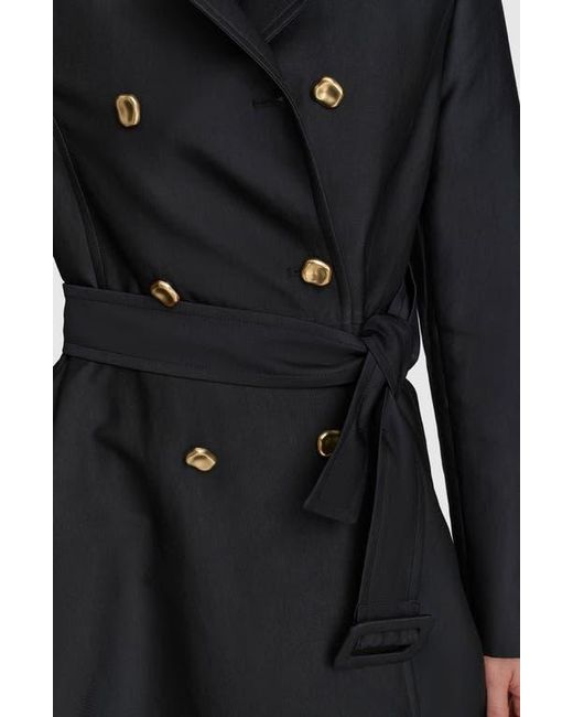 Donna Karan Black Water Resistant Skirted Cotton Blend Trench Coat