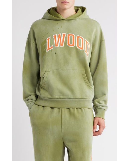 Elwood Green Fireside Distressed Logo Hoodie for men