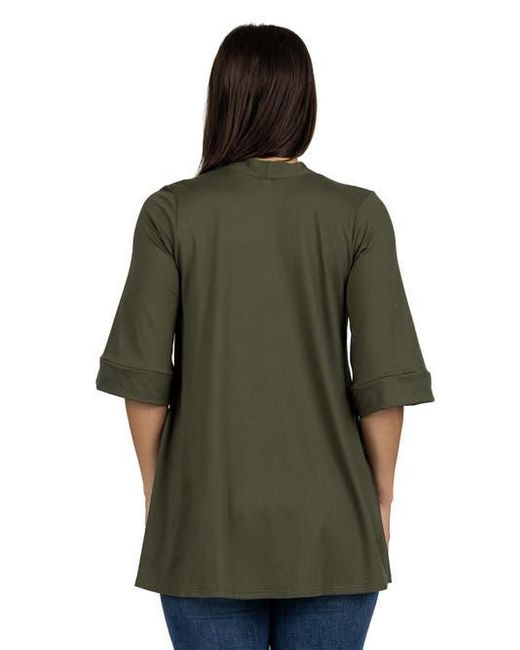 24seven Comfort Apparel Green Maternity Open Front Elbow Length Sleeve Cardigan