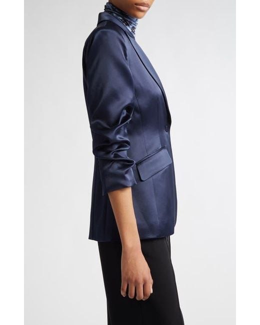 Cinq À Sept Blue Cheyenne Satin Blazer