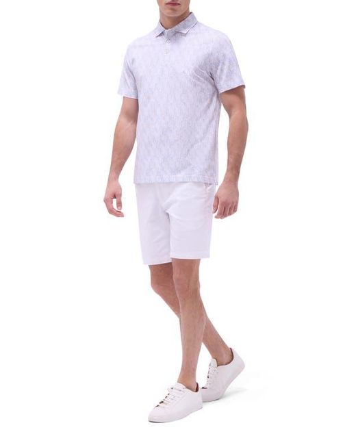 Bugatchi White Victor Ooohcotton Pineapple Print Polo for men