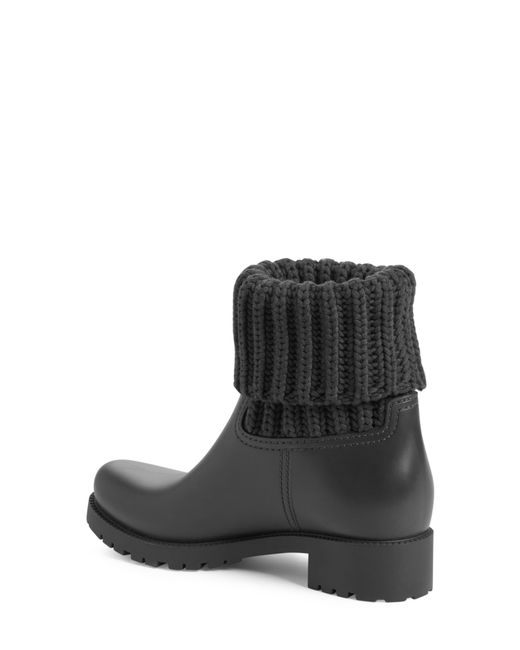 ginette knit cuff leather rain boot
