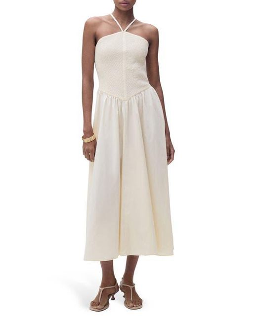 Mango Natural Smocked Sleeveless Midi Dress
