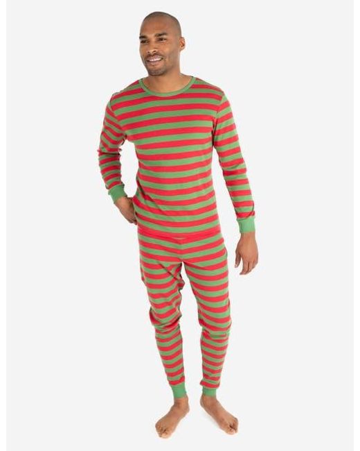 Leveret Red Cotton Striped Matching Family Holiday Pajamas for men