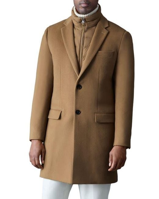 Mackage Brown Skai-Slb Virgin Wool Coat With Removable Down Bib for men