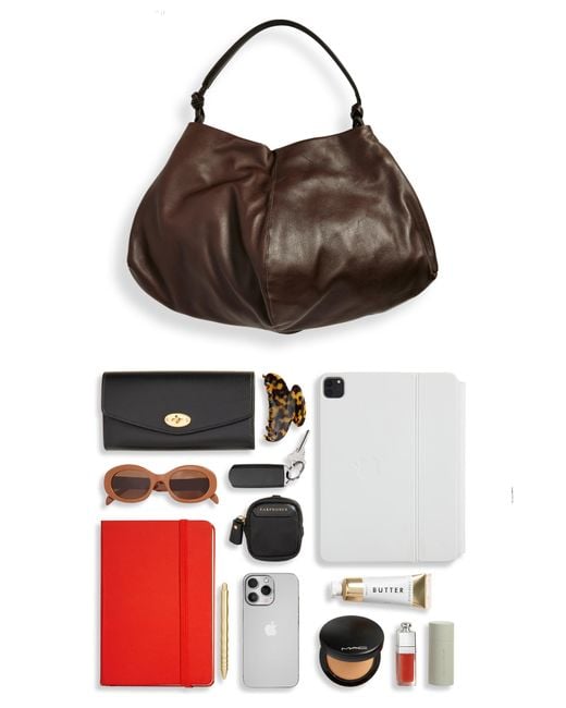The Row Brown Samia Leather Hobo Bag