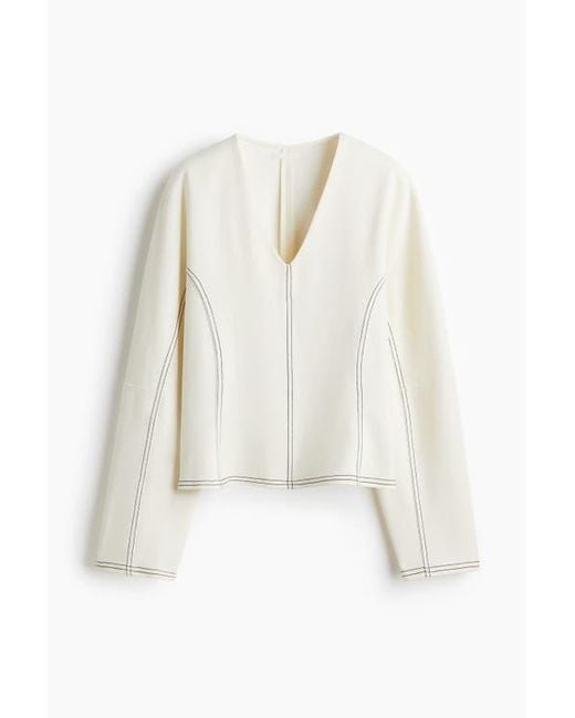 H&M White V-Neck Top