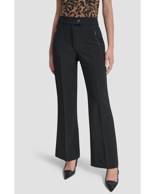 DKNY Black Double Weave Flare Pants