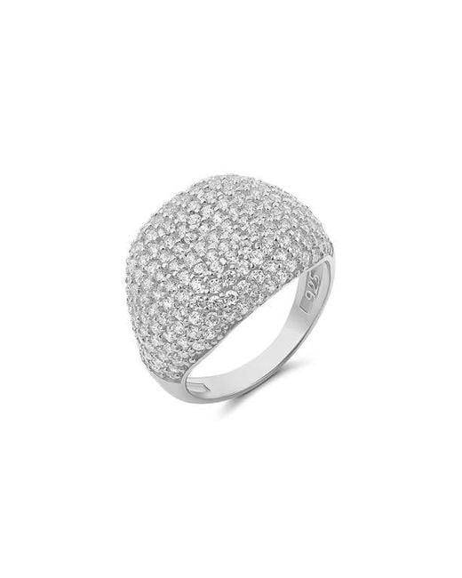 SHYMI White Cubic Zirconia Pavé Dome Signet Ring