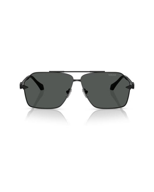 Versace Gray 63Mm Pilot Sunglasses for men