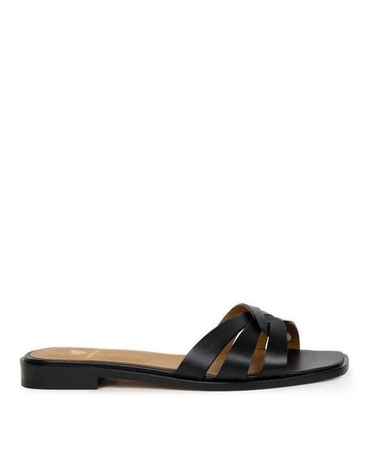 Bobbies Black Thaïs Flat Sandals
