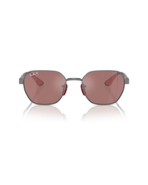 Ray-Ban Pink X Scuderia Ferrari 54mm Polarized Chromance Irregular Sunglasses for men
