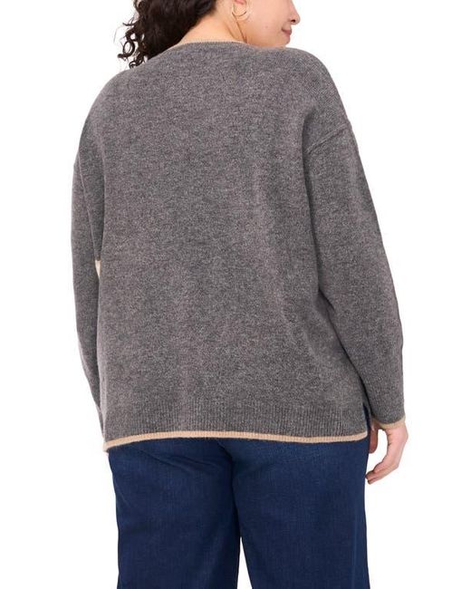 Vince Camuto Gray Star Detail Crewneck Sweater