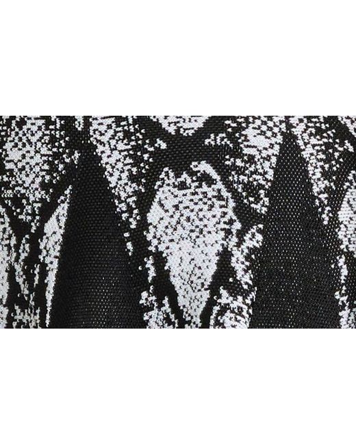 Balmain Black Python Jacquard Knit Skater Dress