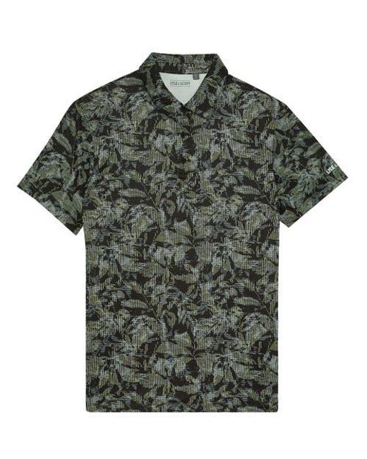 Lyle & Scott Green Golf Digital Floral Polo Shirt for men