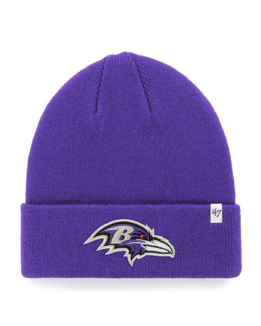 Men's Baltimore Ravens '47 Black/Purple Bering Cuffed Knit Hat with Pom