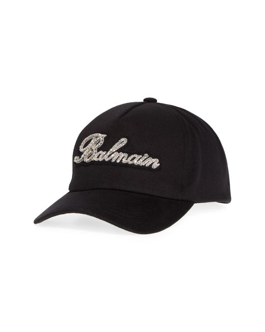 Balmain Black Logo Appliqué Cotton Twill Baseball Cap for men