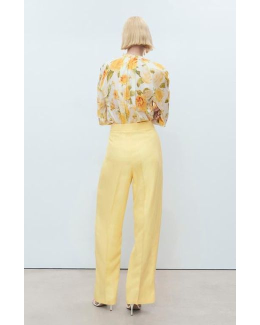 Mango Yellow Straight Leg Suit Trousers