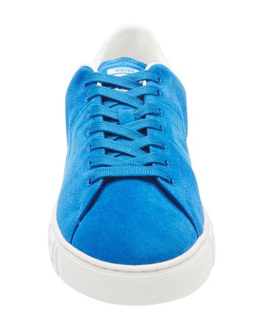 Versace Blue Greca Suede Low Top Sneaker for men