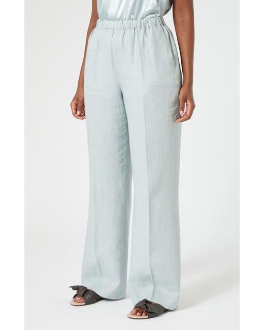 Marina Rinaldi Blue Rocco Wide Leg Linen Pants