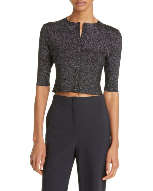 Ted Baker Sparkly Metallic Crop Cardigan in Black Lyst