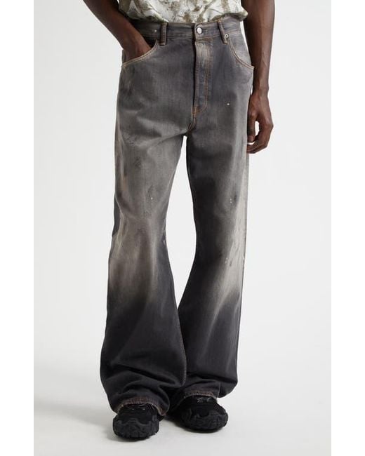 Acne Studios 2021 Trafa Paint Splatter Loose Fit Wide Leg Jeans in