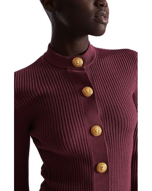 Balmain Red Fine Knit Cardigan With Buttons