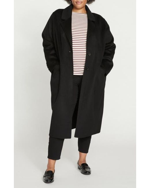 UNIVERSAL STANDARD Black Belted Wool Blend Double Face Long Coat